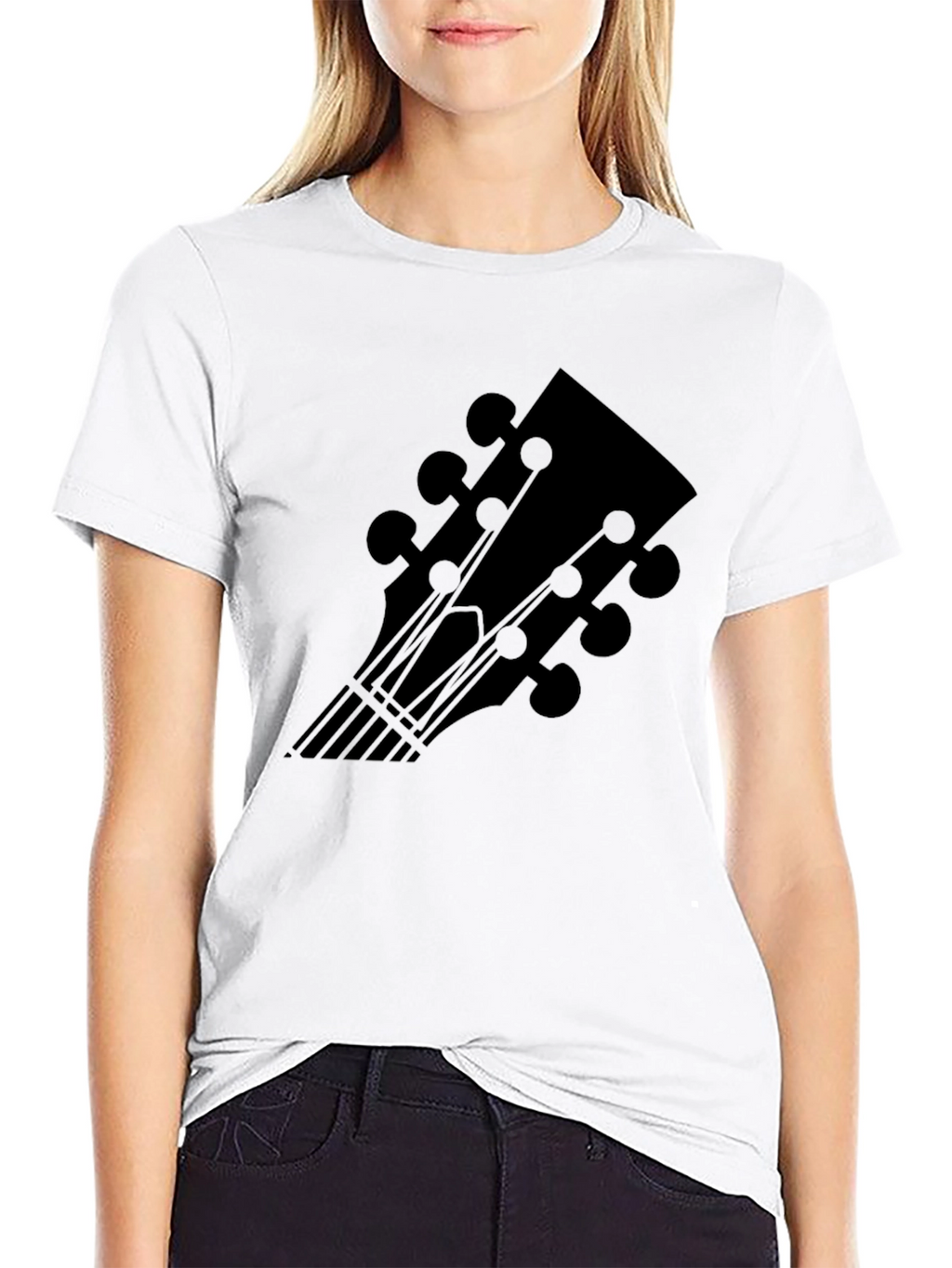 Guitar Headstock Graphic Black Tee