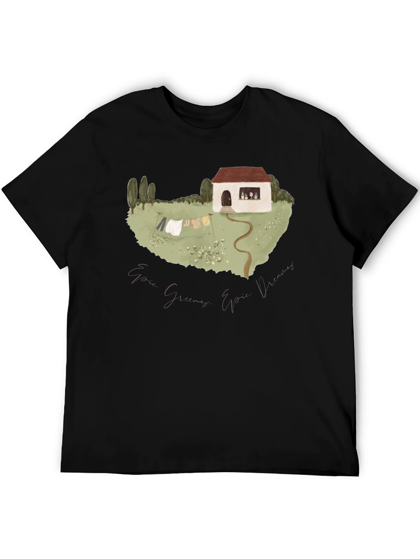 Whimsical Cottage T-Shirt - Black
