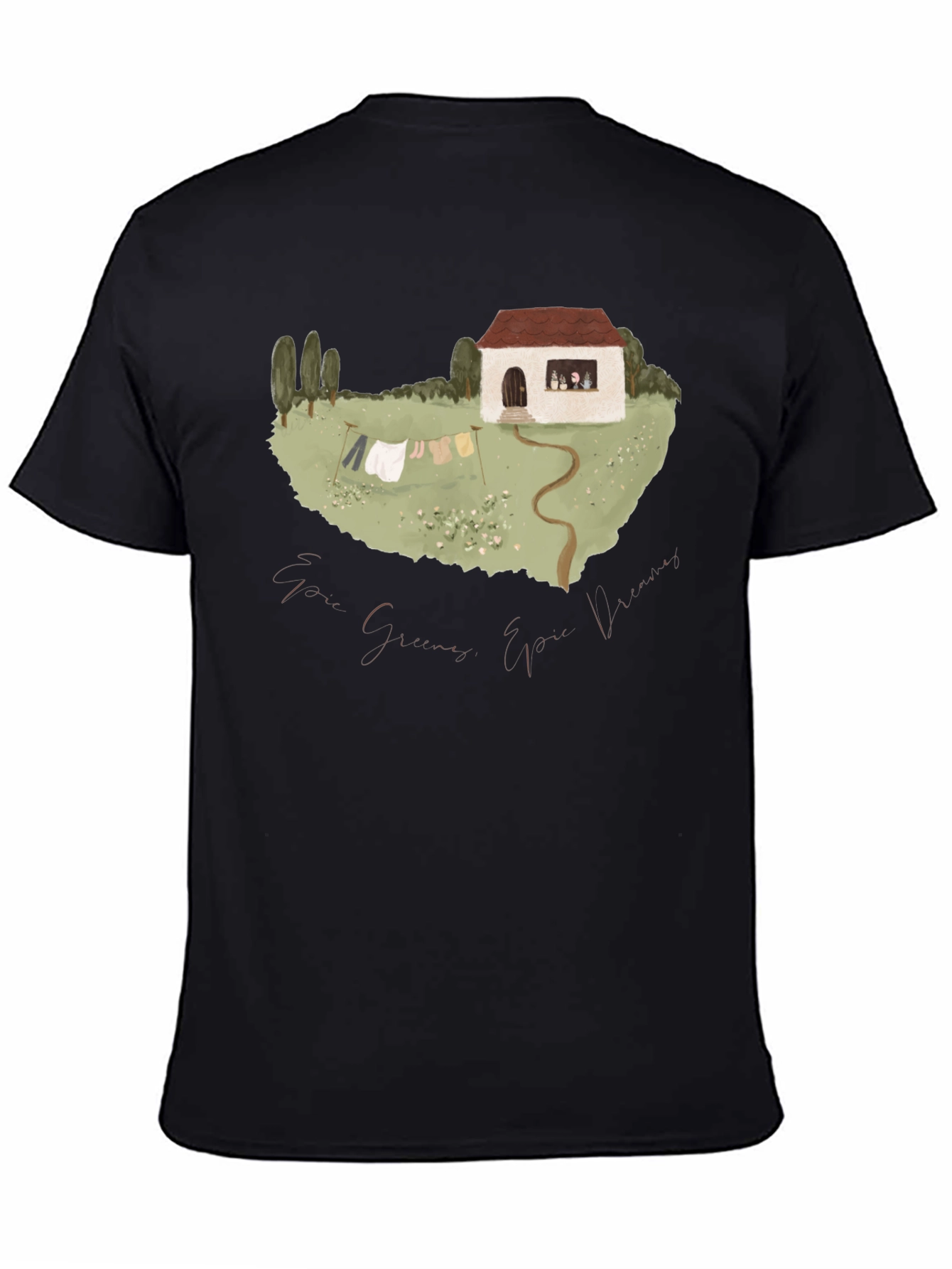 Whimsical Cottage T-Shirt - Black