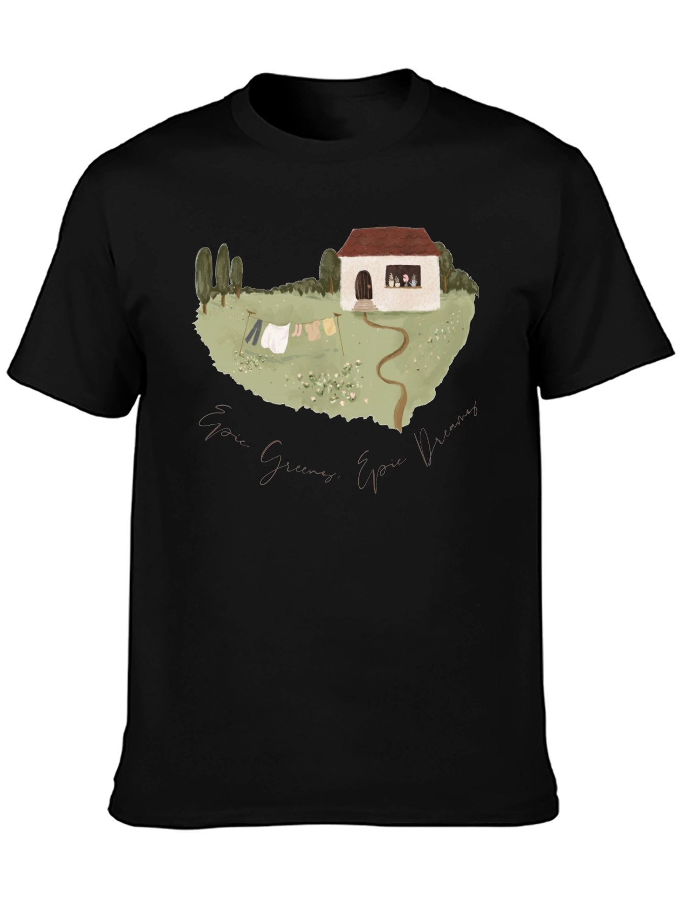 Whimsical Cottage T-Shirt - Black