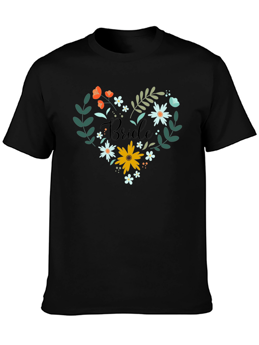 Bride Floral Heart T-Shirt - Wedding Day Apparel