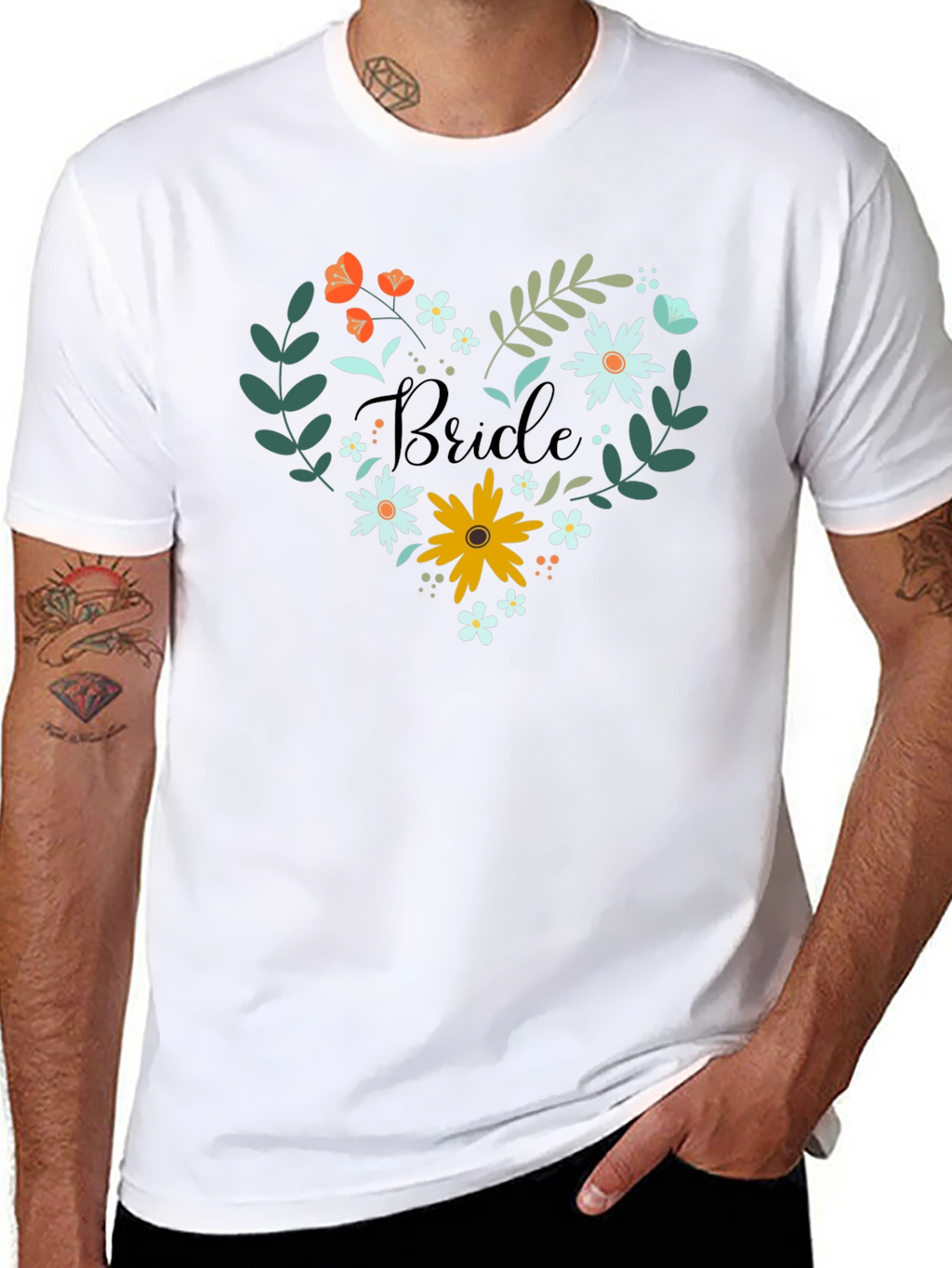 Bride Floral Heart T-Shirt - Wedding Day Apparel