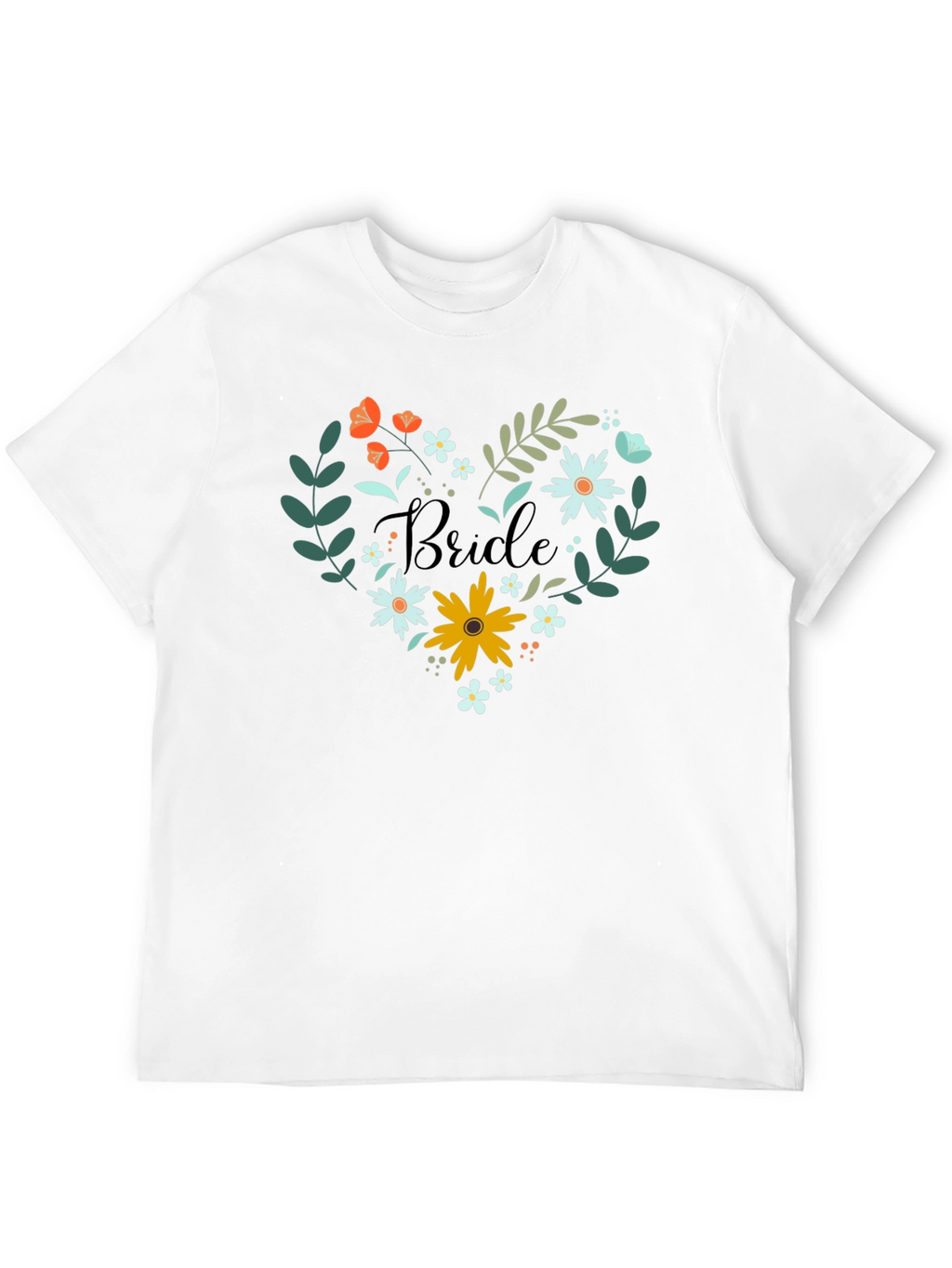 Bride Floral Heart T-Shirt - Wedding Day Apparel