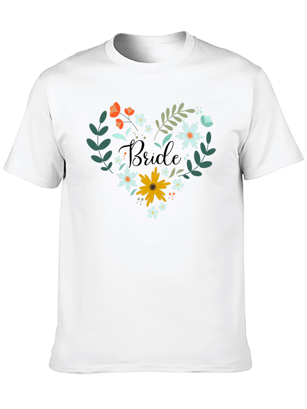 Bride Floral Heart T-Shirt - Wedding Day Apparel