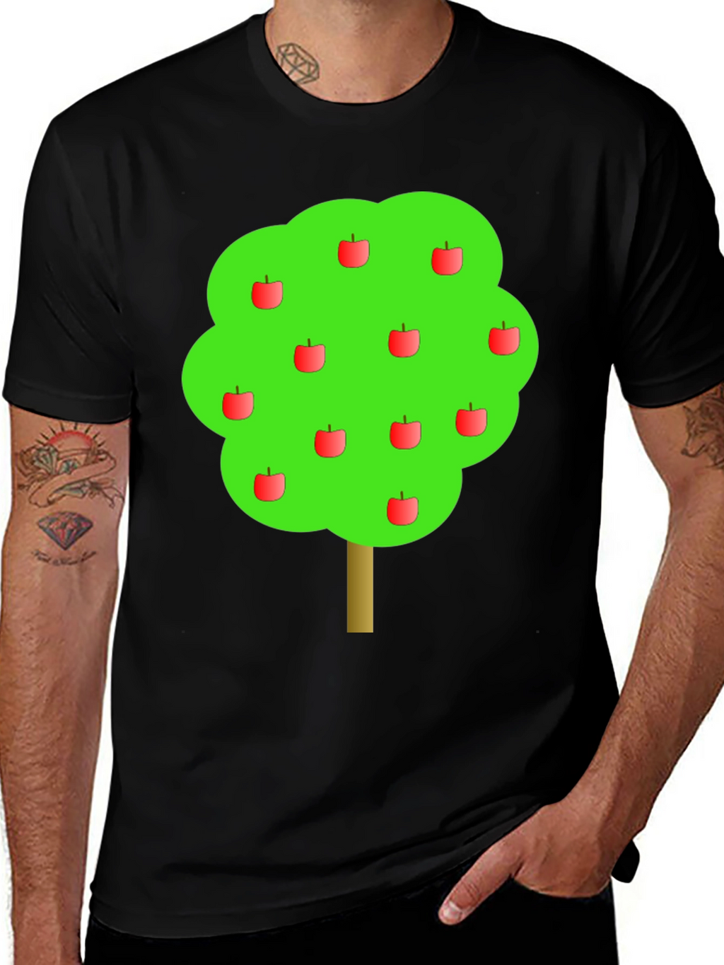 Apple Tree Graphic Black T-Shirt