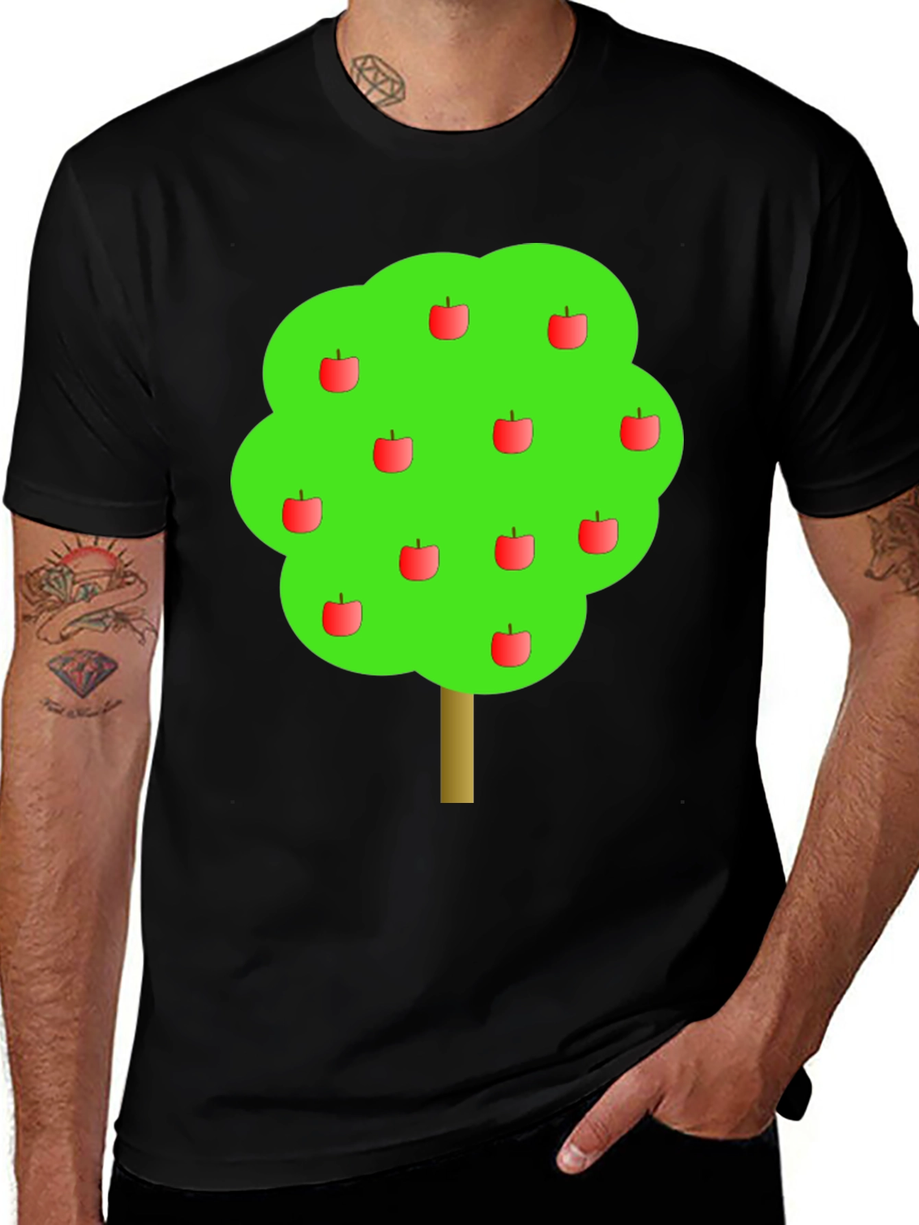 Apple Tree Graphic Black T-Shirt