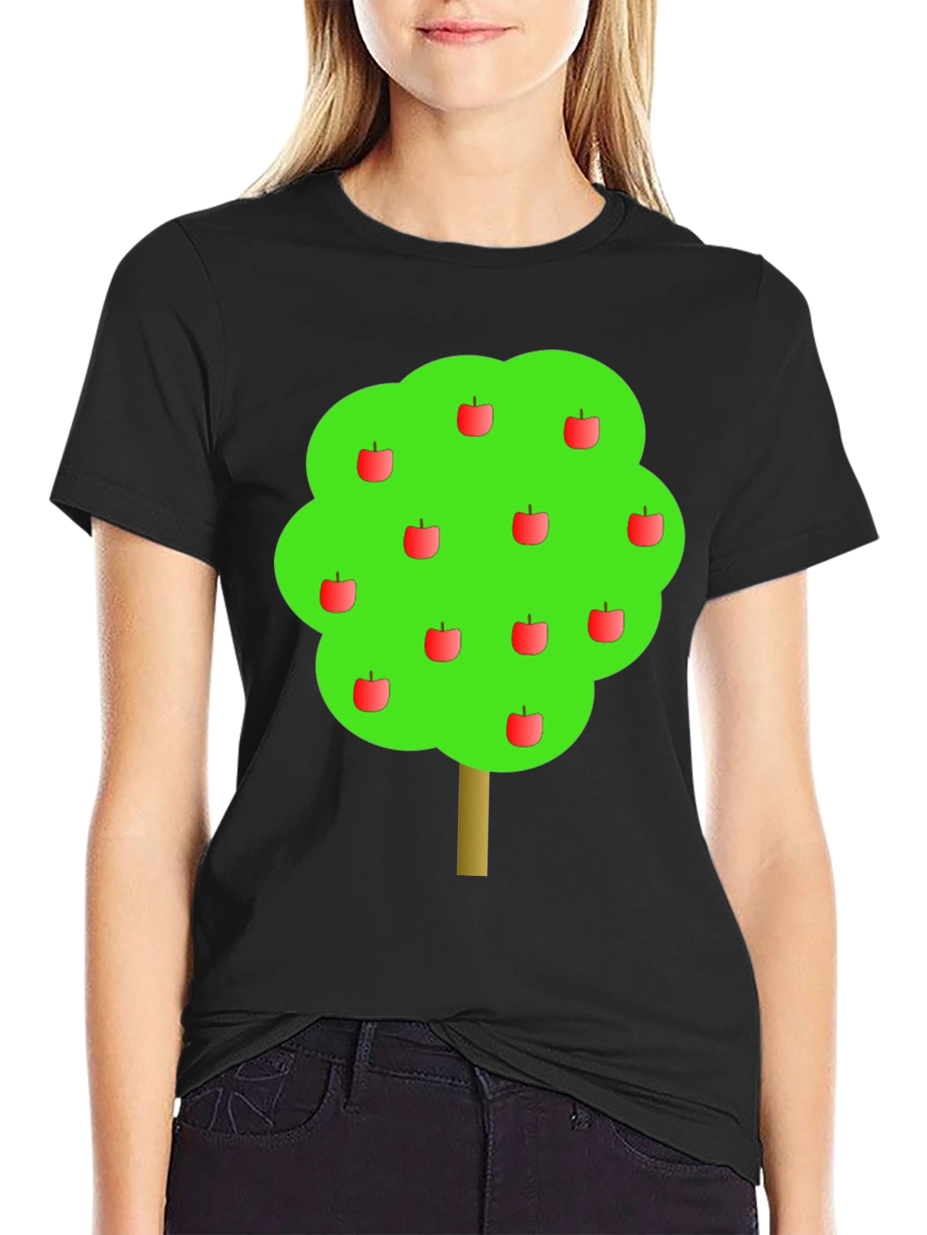 Apple Tree Graphic Black T-Shirt