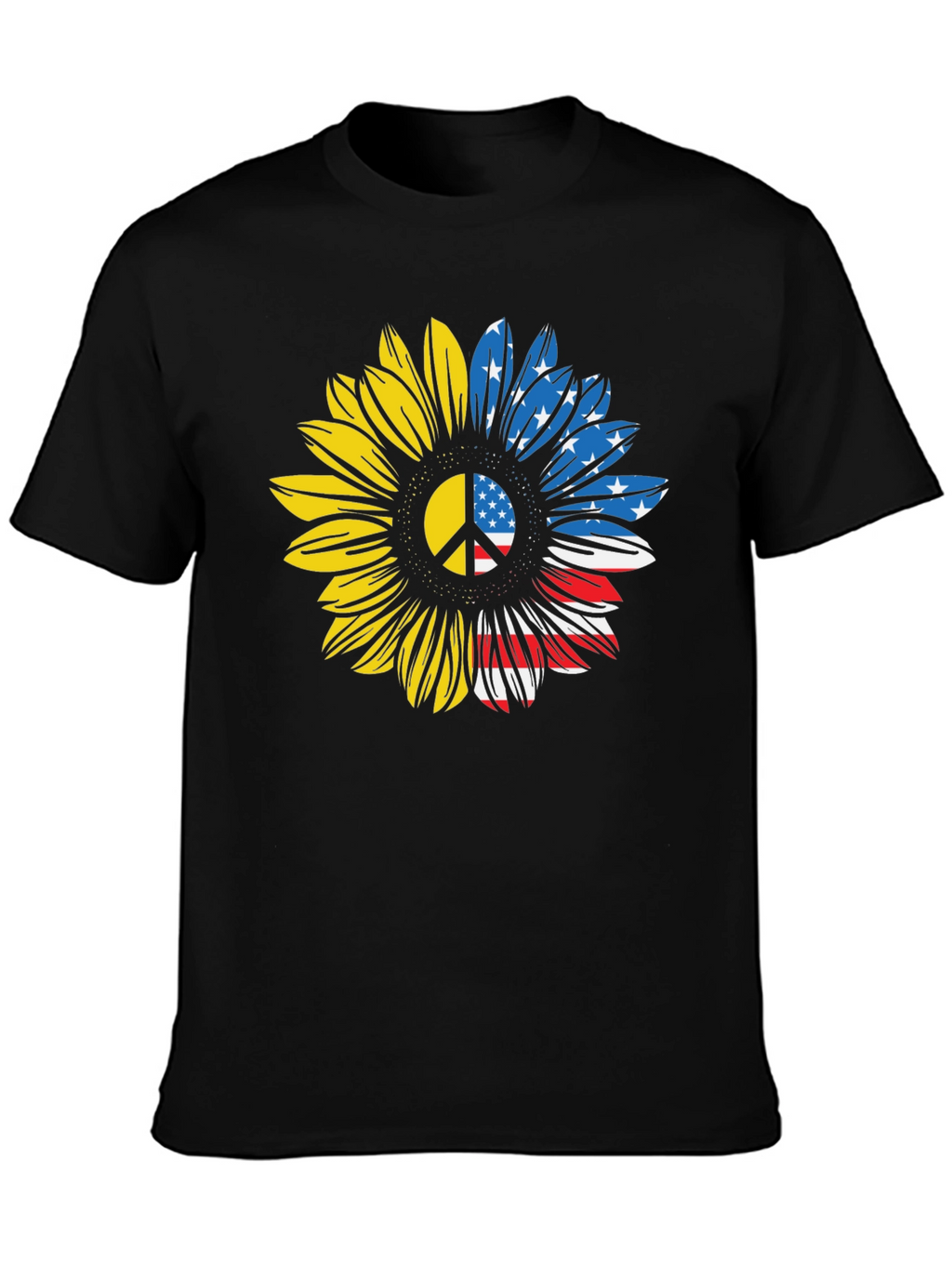 Ukraine USA Sunflower Peace Sign T-Shirt