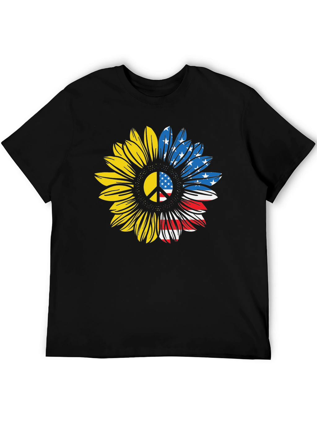 Ukraine USA Sunflower Peace Sign T-Shirt