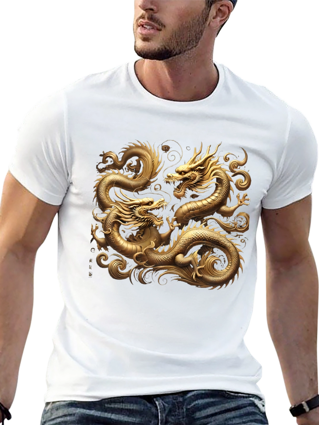 Golden Dragon Graphic Black T-Shirt