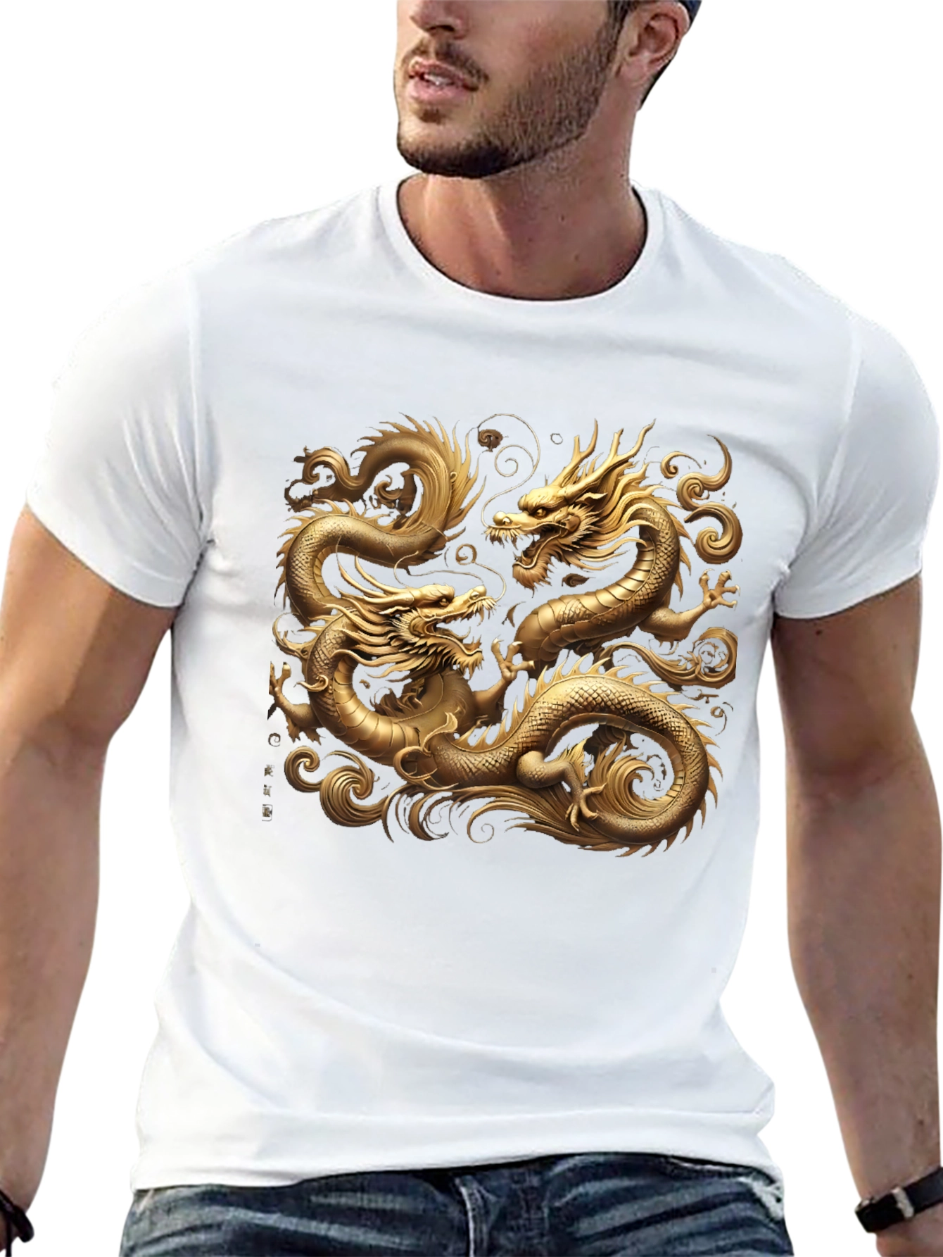 Golden Dragon Graphic Black T-Shirt