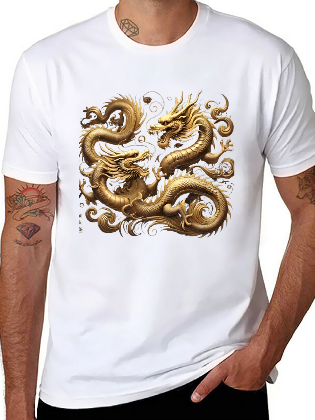 Golden Dragon Graphic Black T-Shirt