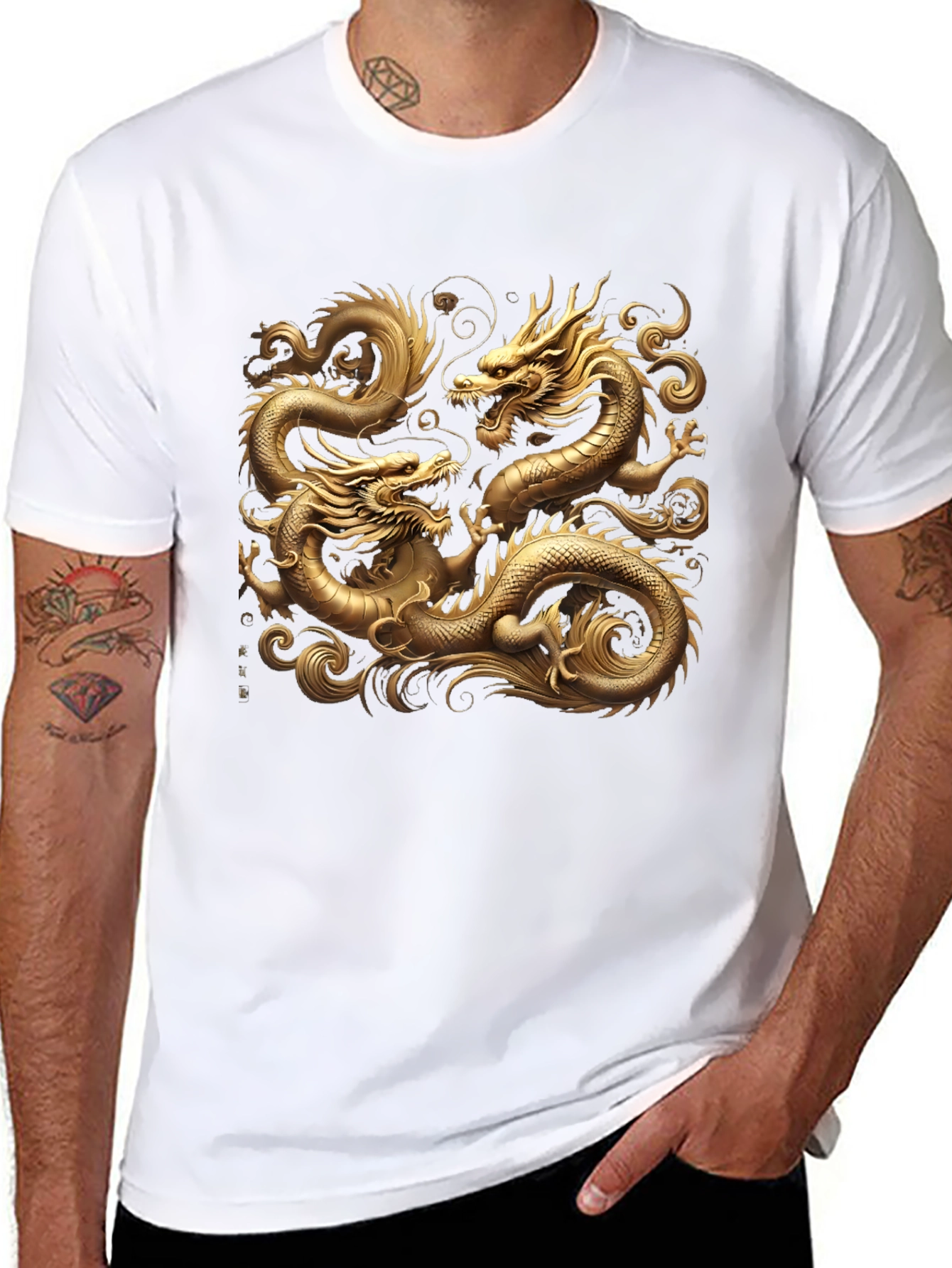 Golden Dragon Graphic Black T-Shirt