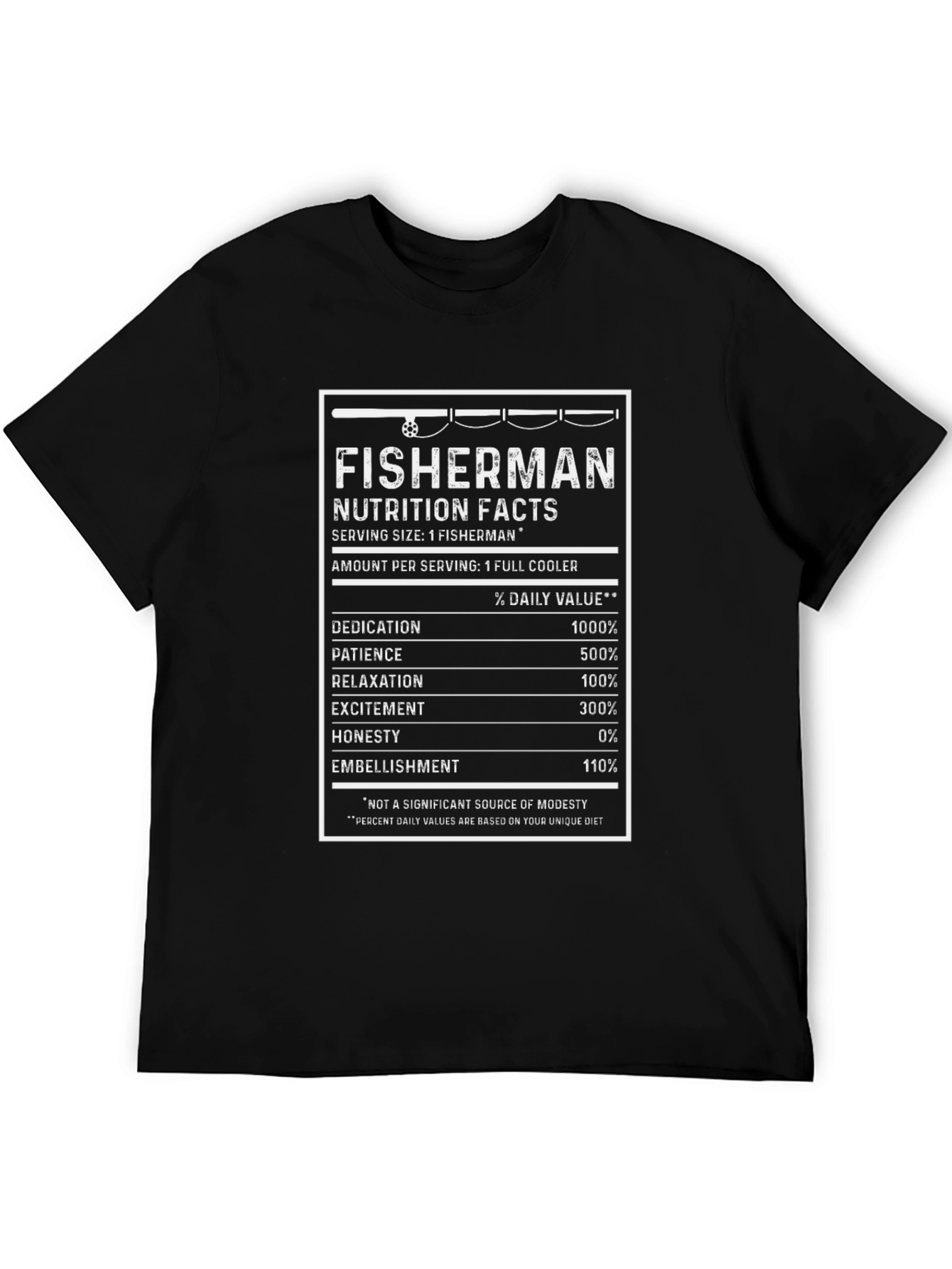 Fisherman Nutrition Facts Funny T-Shirt