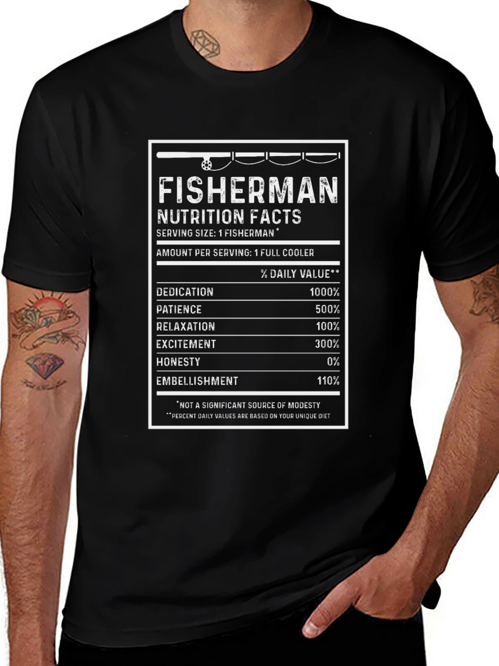 Fisherman Nutrition Facts Funny T-Shirt