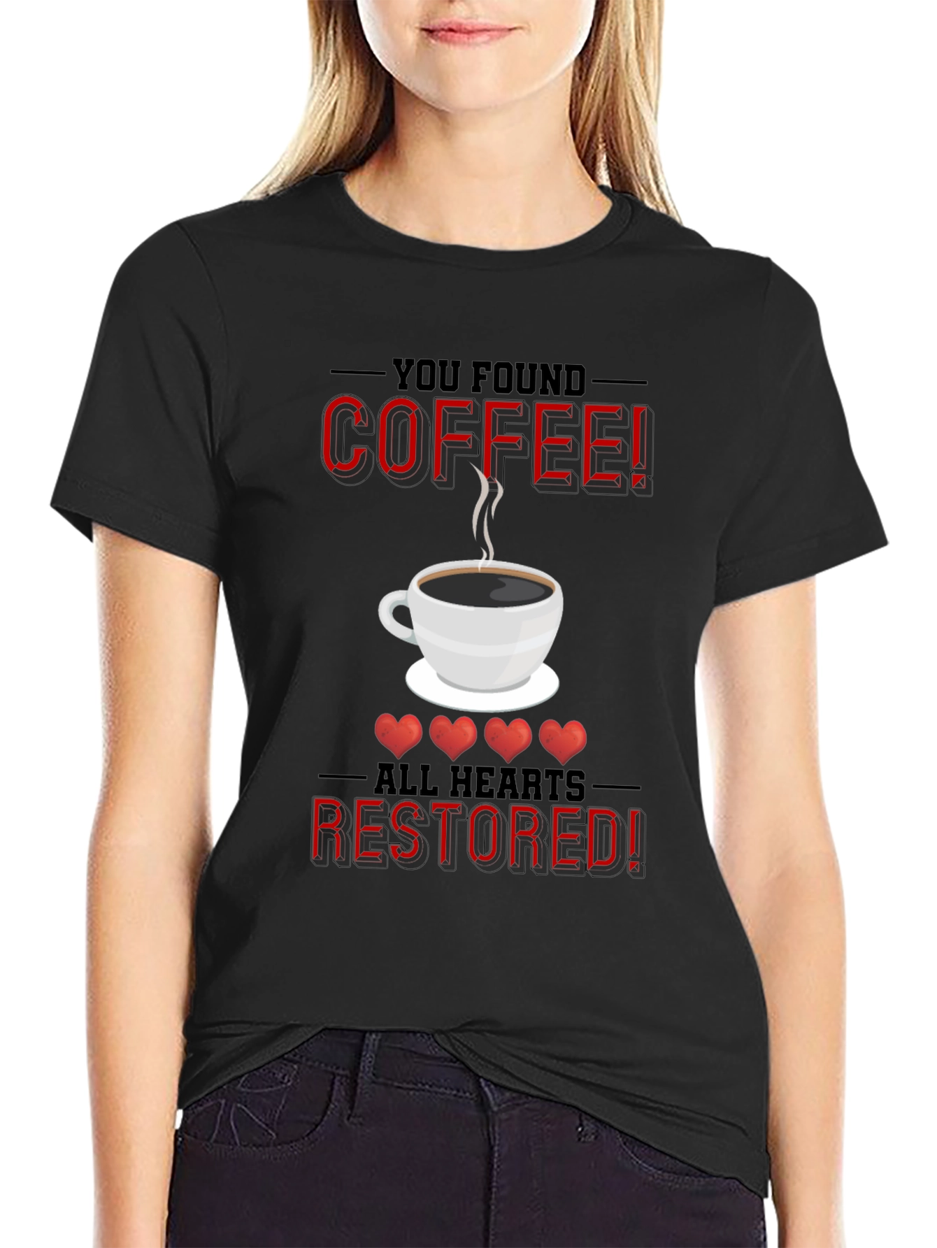 Coffee Restored Hearts Graphic T-Shirt