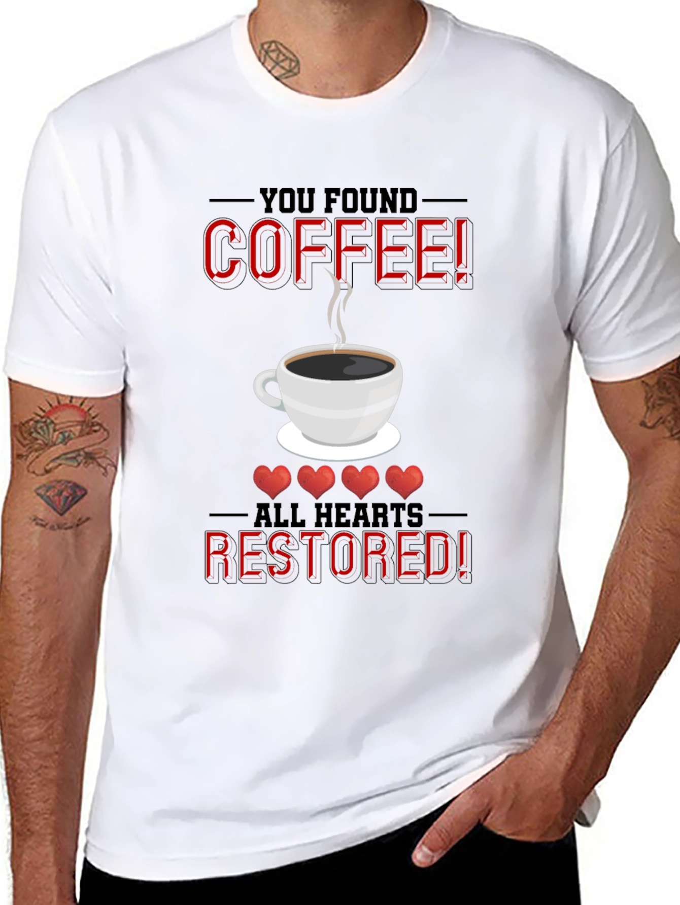 Coffee Restored Hearts Graphic T-Shirt