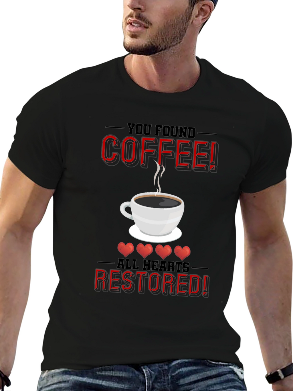 Coffee Restored Hearts Graphic T-Shirt