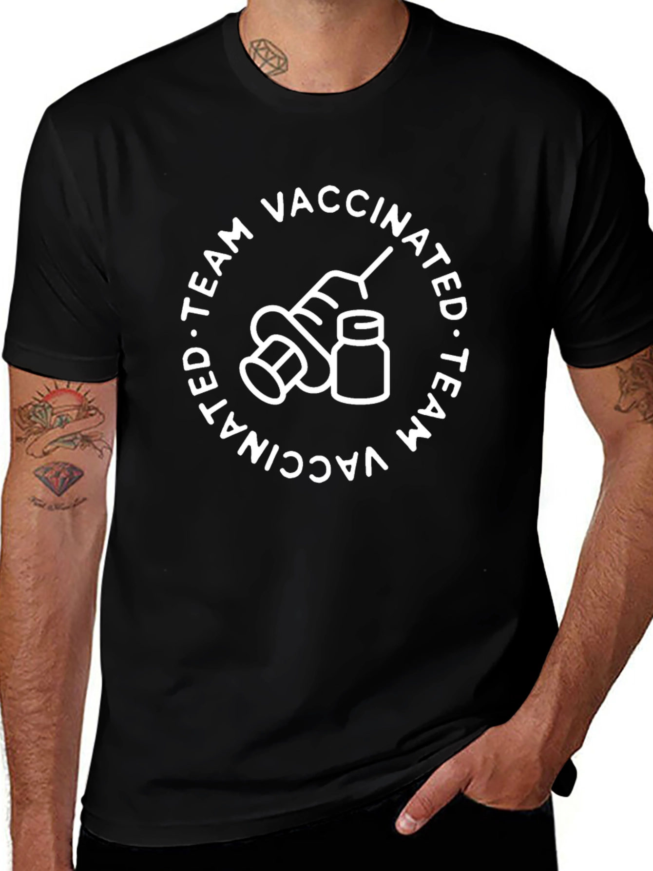 Vaccinated Team Black Graphic Tee