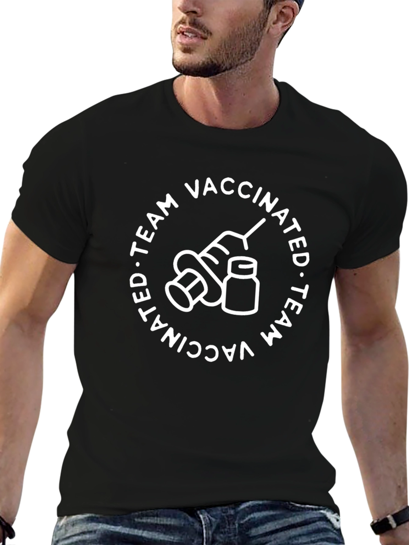 Vaccinated Team Black Graphic Tee
