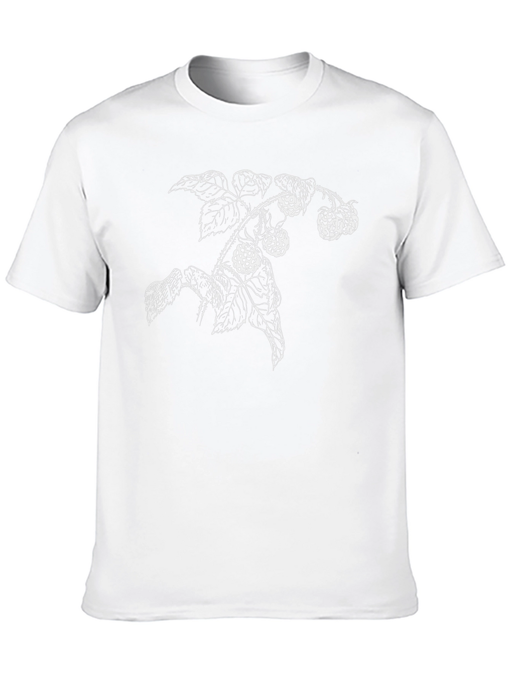 Botanical Raspberry Branch Black T-Shirt