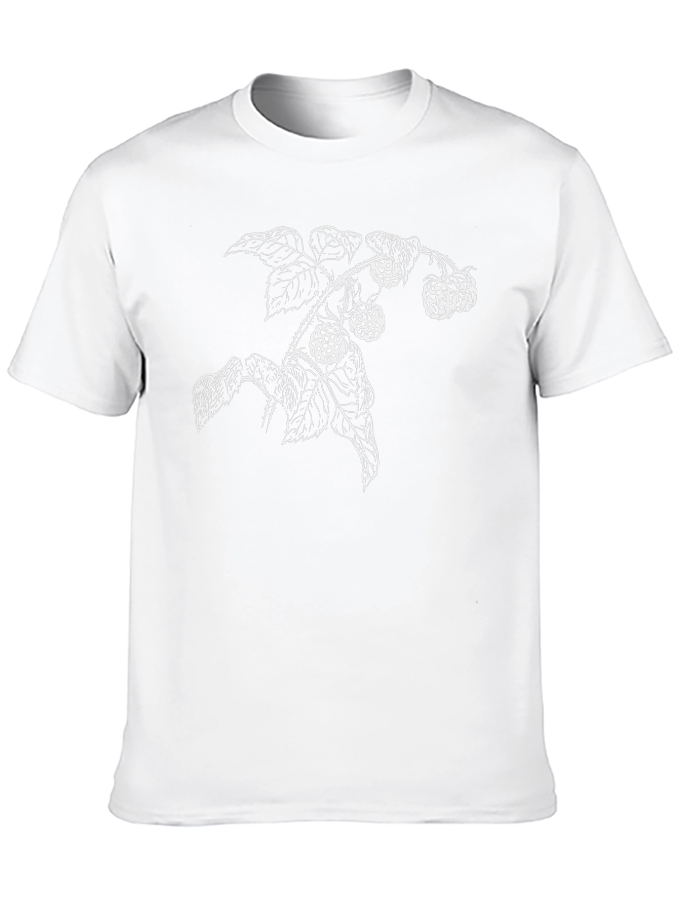Botanical Raspberry Branch Black T-Shirt