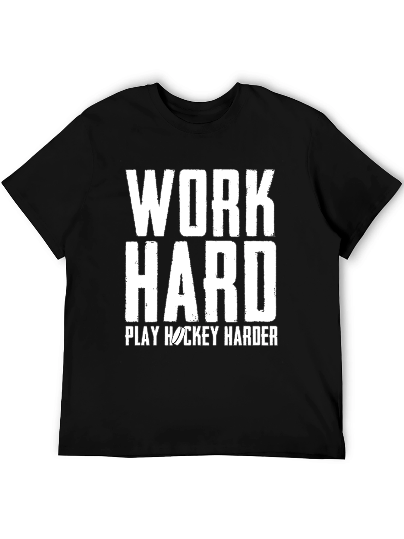 Work Hard Play Hockey Harder Black T-Shirt