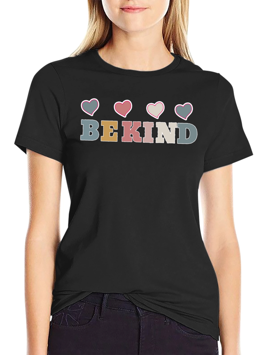 Be Kind Heart Graphic Crew Neck Tee