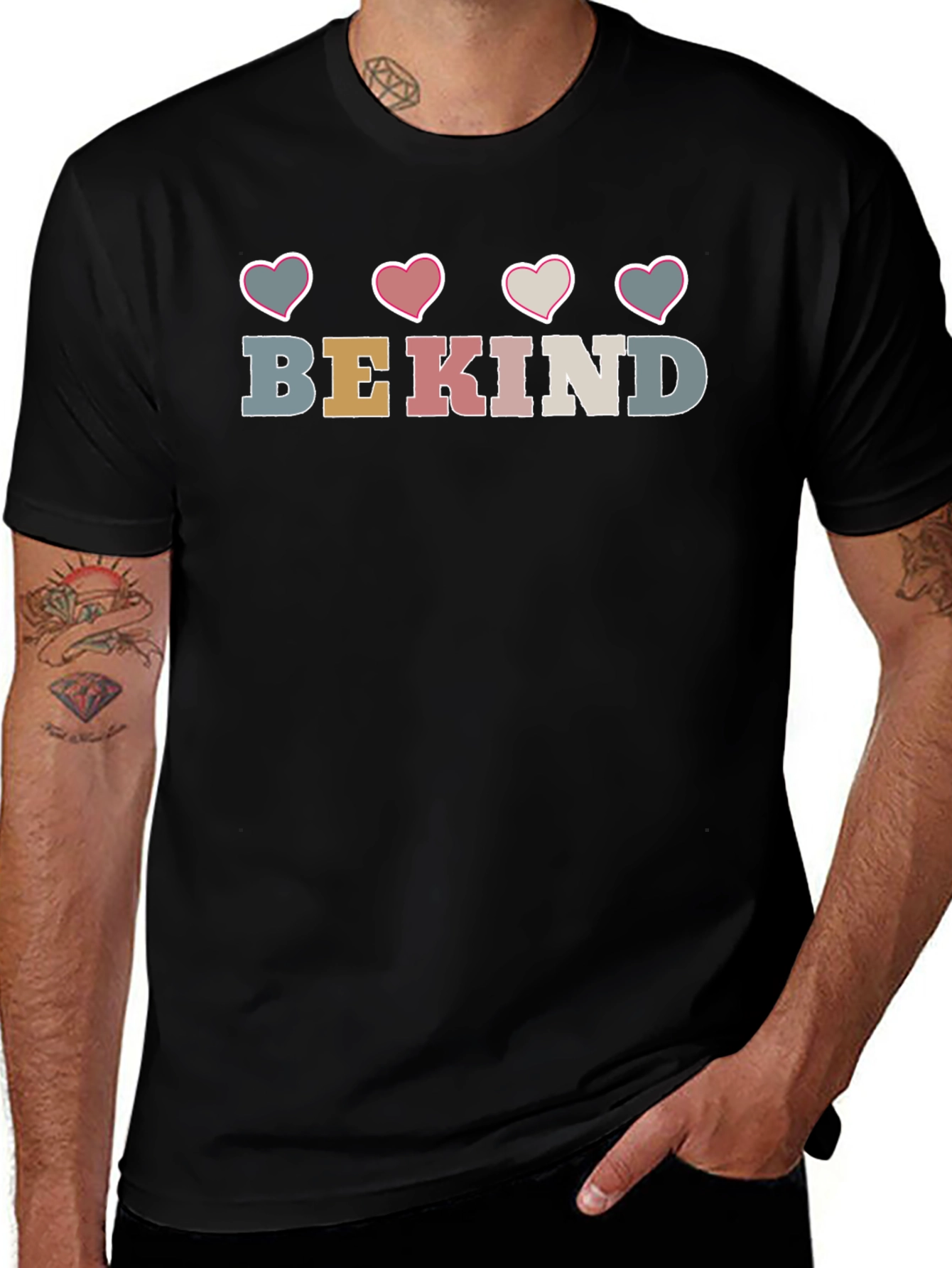 Be Kind Heart Graphic Crew Neck Tee