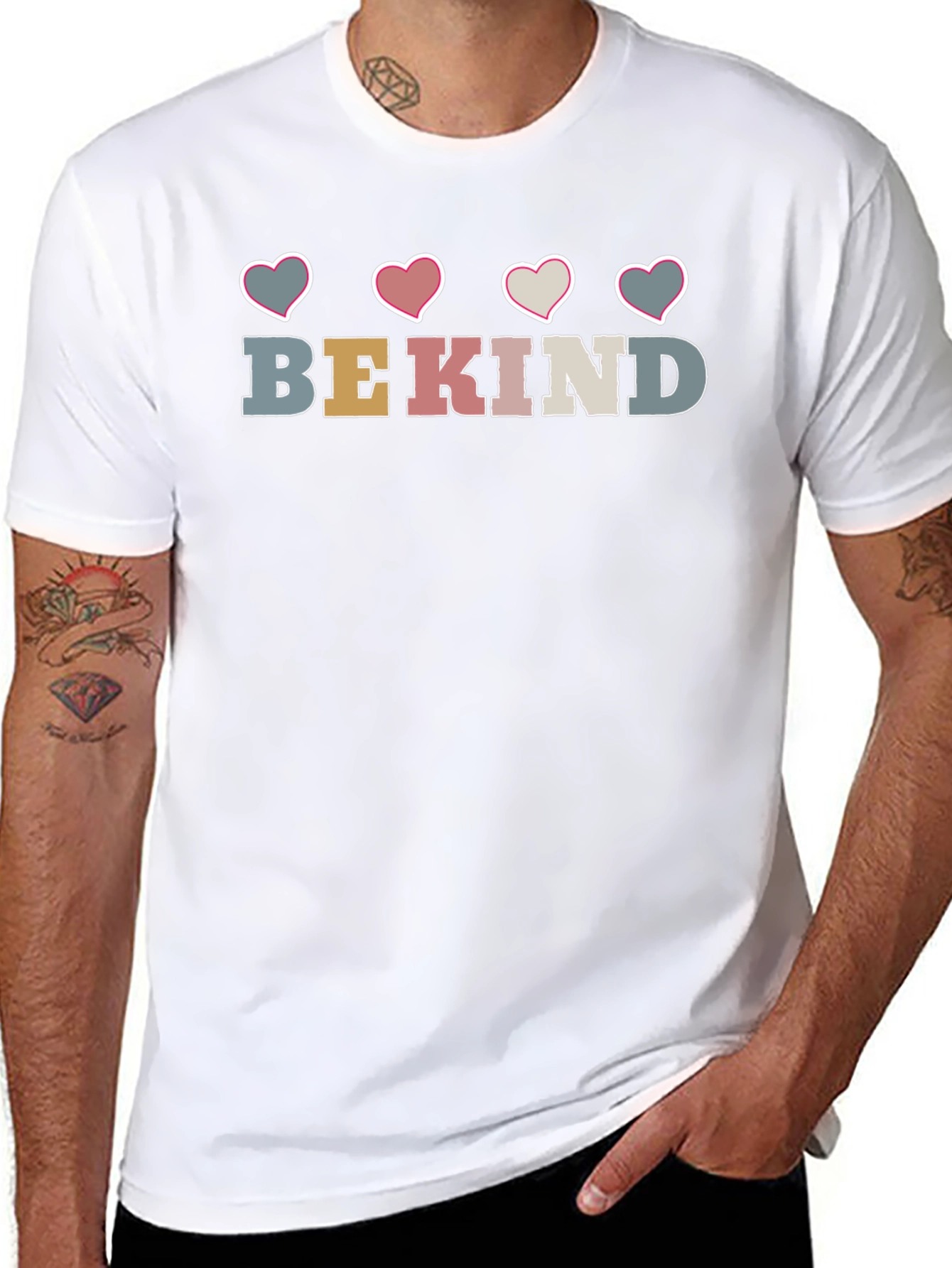 Be Kind Heart Graphic Crew Neck Tee