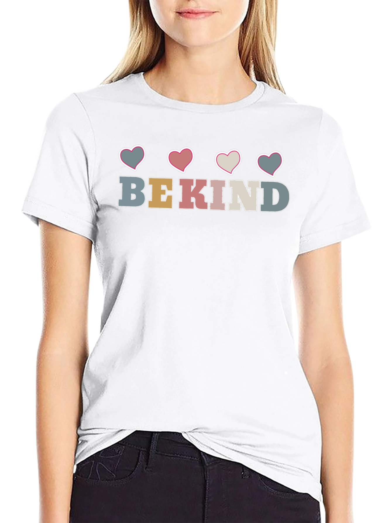 Be Kind Heart Graphic Crew Neck Tee