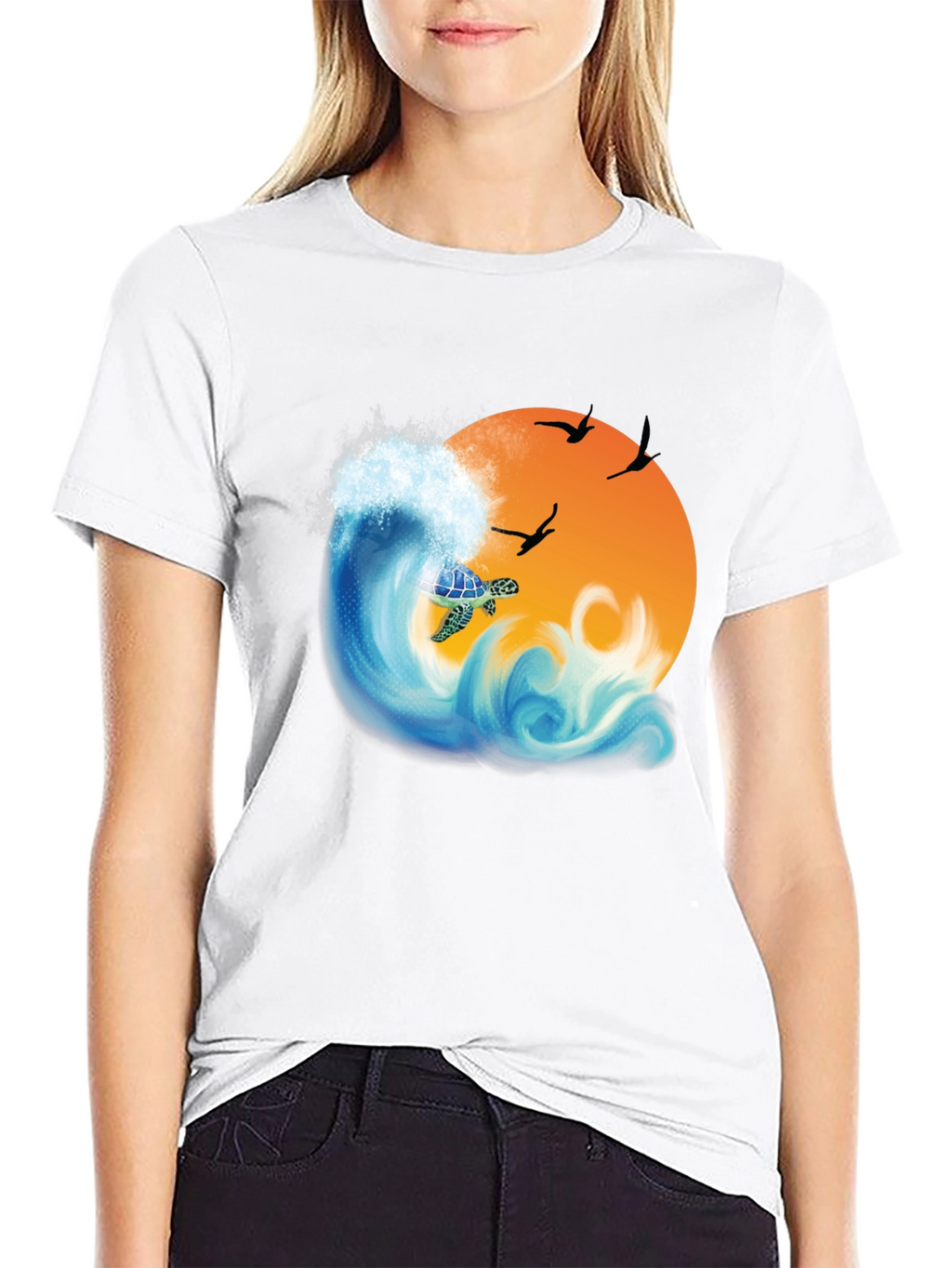 Turtle Wave Sunset Graphic Tee - Black