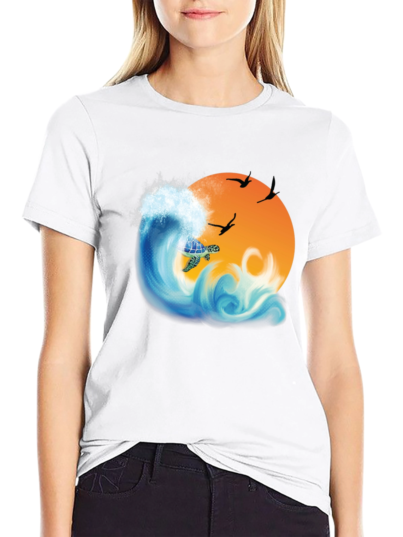 Turtle Wave Sunset Graphic Tee - Black