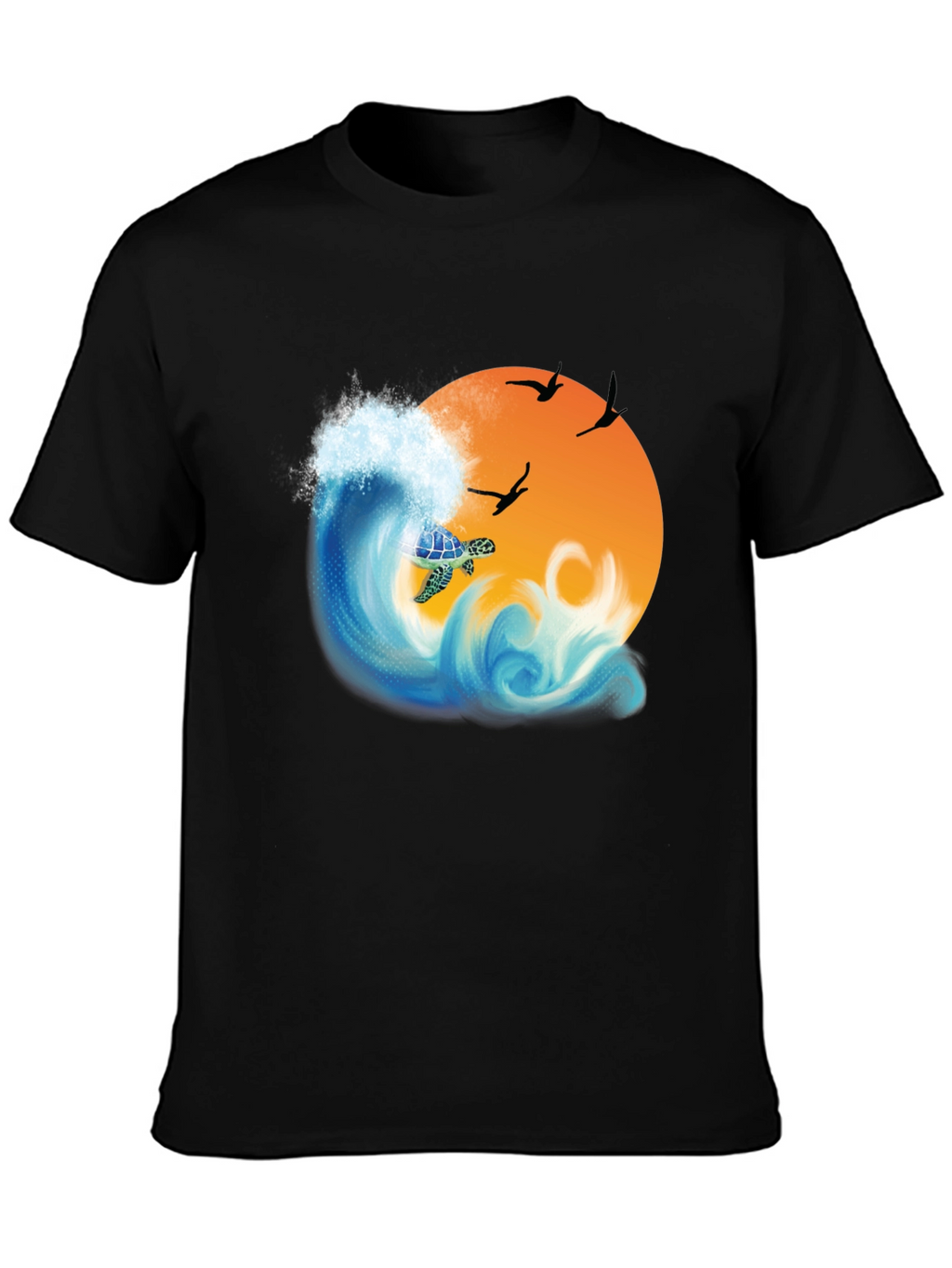 Turtle Wave Sunset Graphic Tee - Black