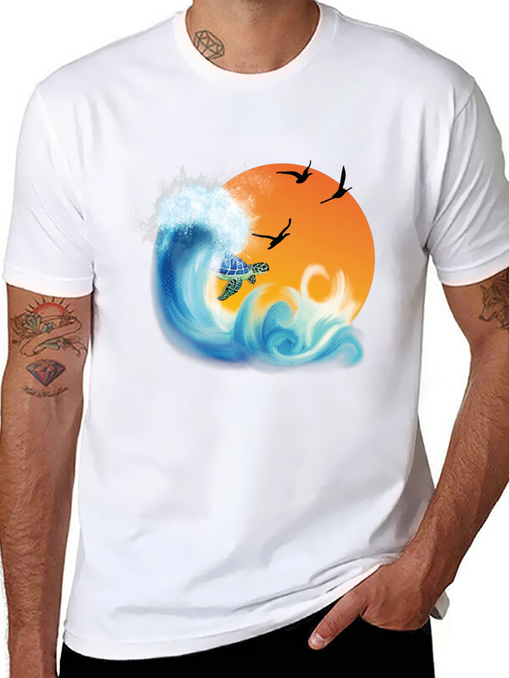 Turtle Wave Sunset Graphic Tee - Black