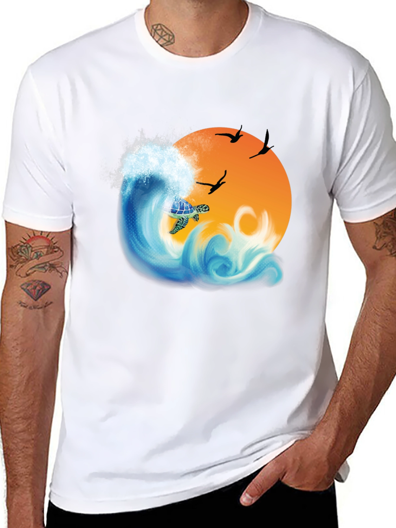 Turtle Wave Sunset Graphic Tee - Black