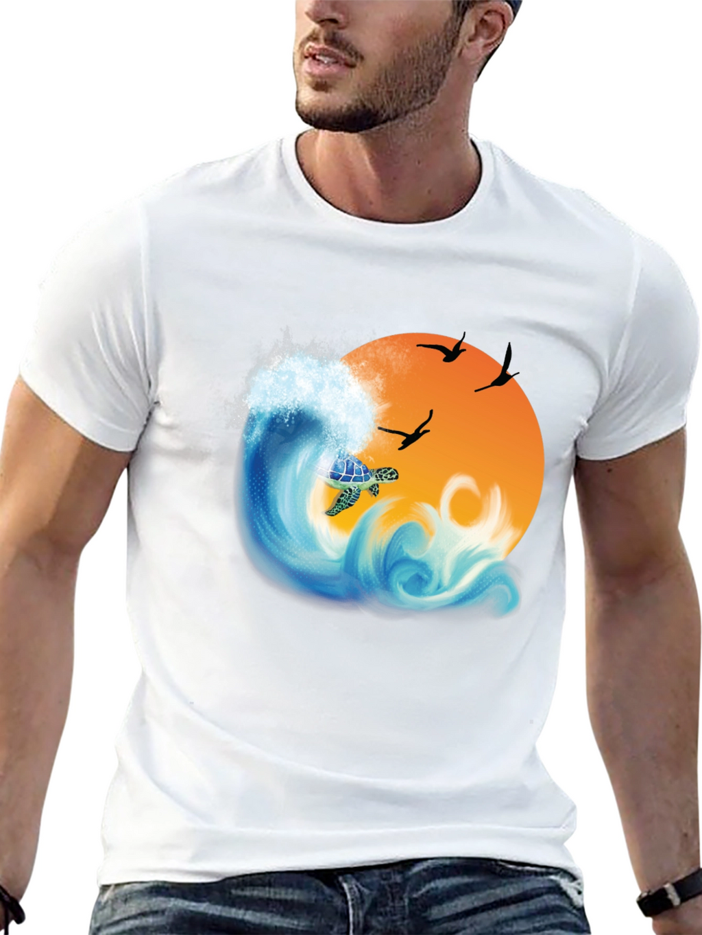 Turtle Wave Sunset Graphic Tee - Black