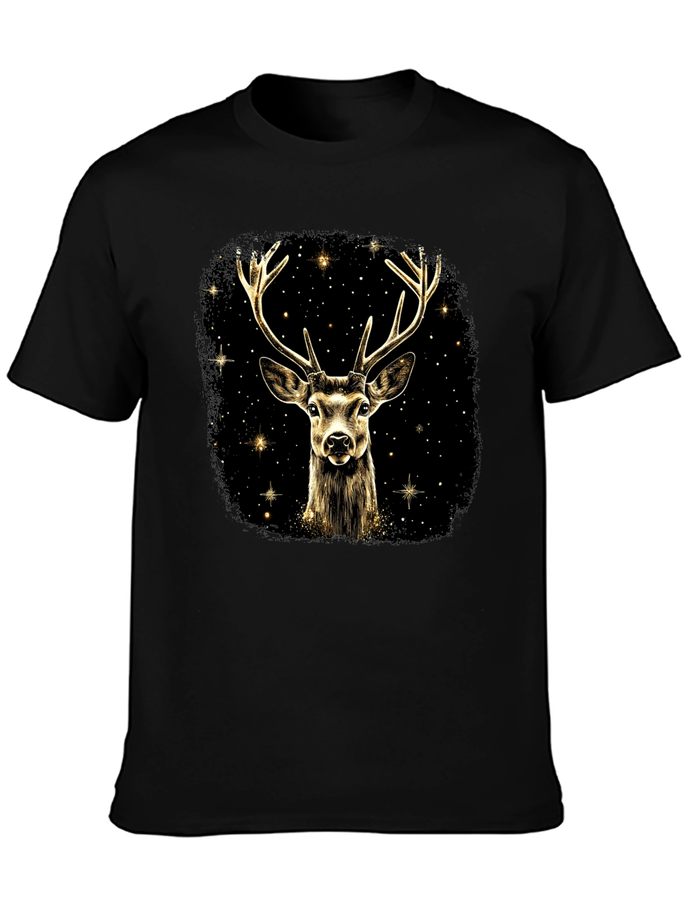 Stag Graphic Print Black T-Shirt