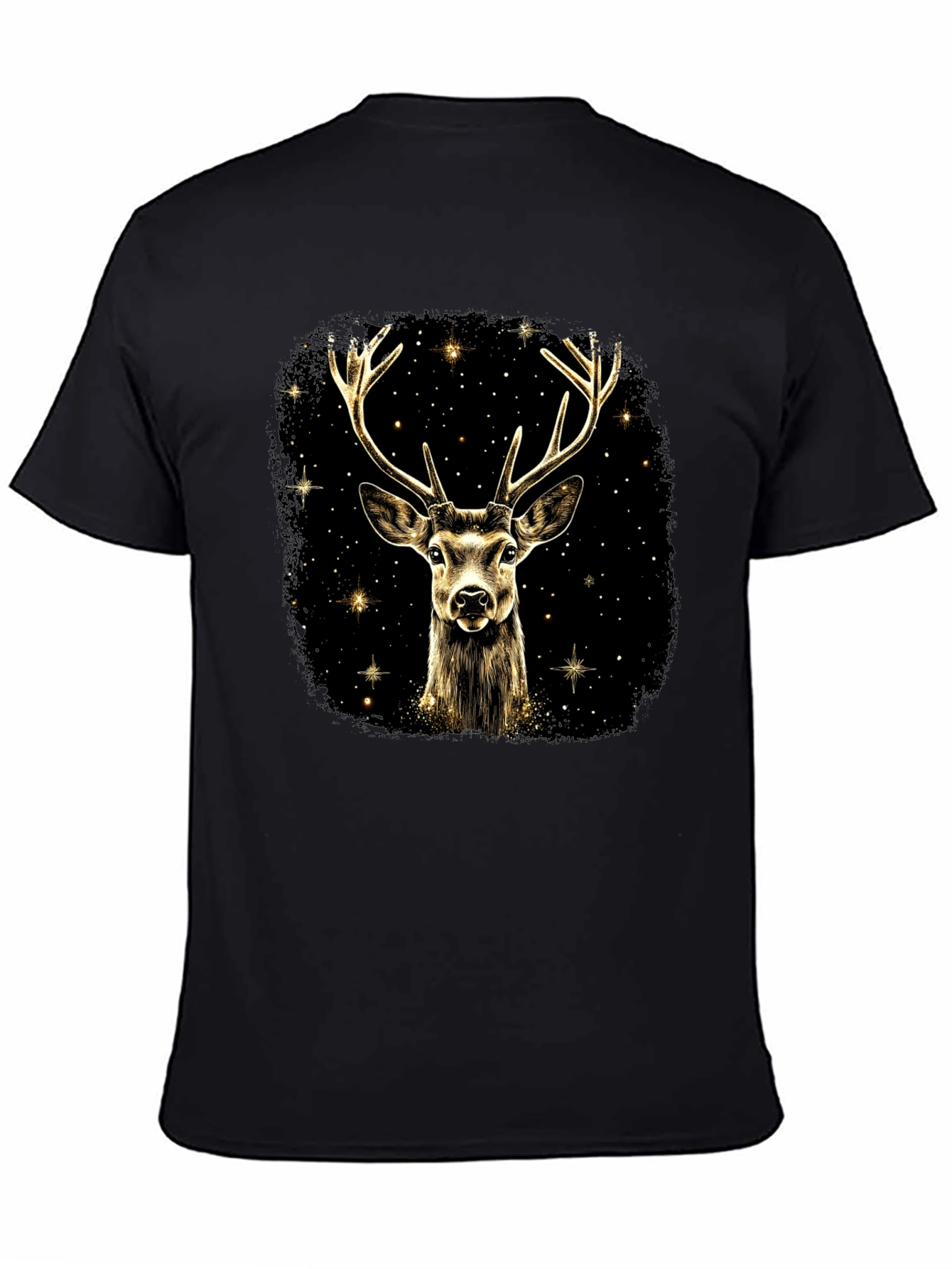 Stag Graphic Print Black T-Shirt