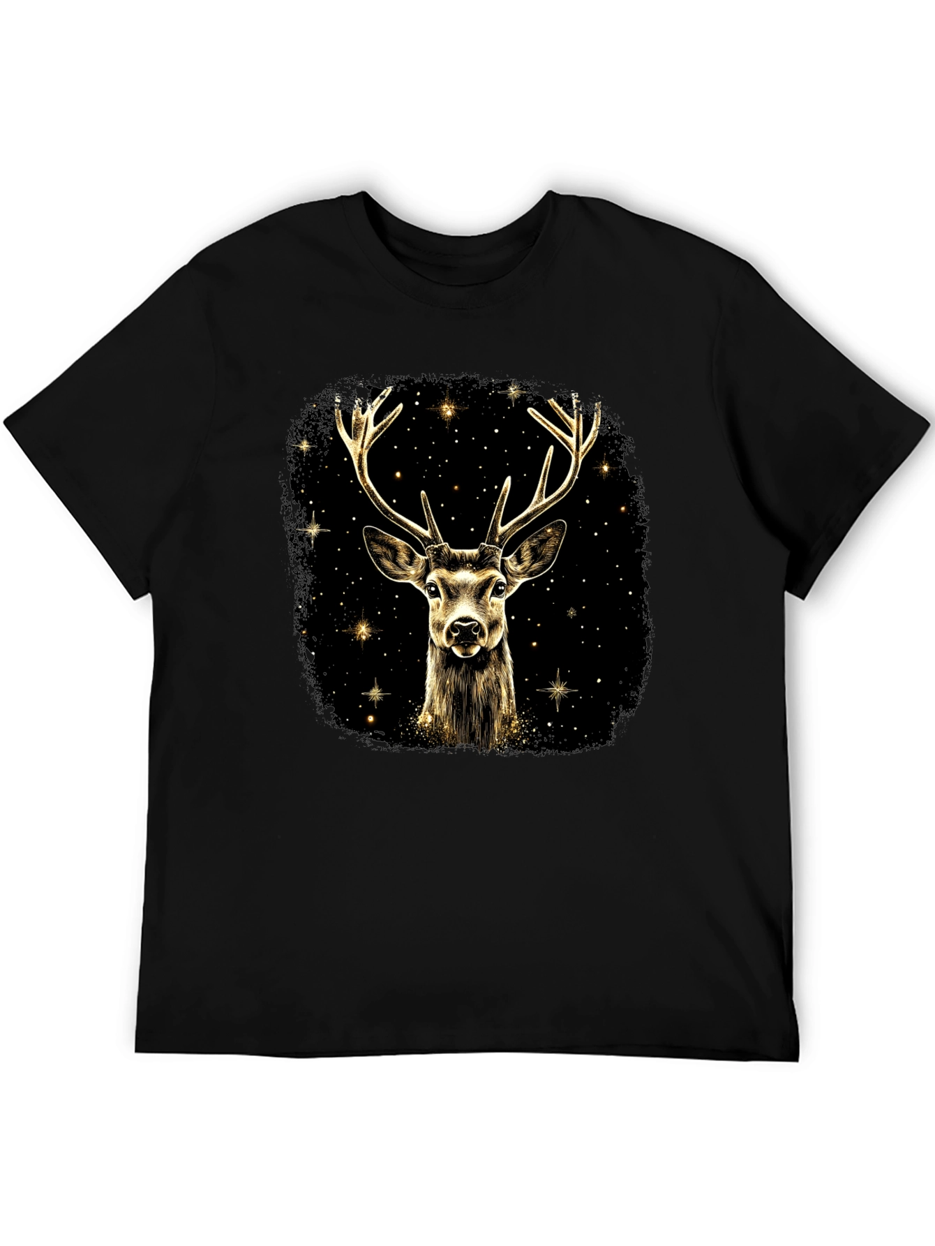 Stag Graphic Print Black T-Shirt