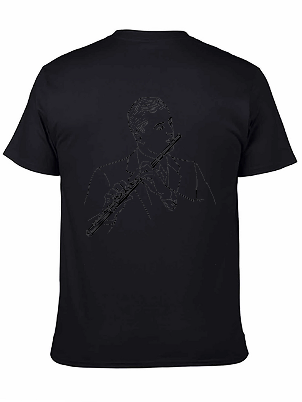 Jazz Flute Player Graphic Tee - Stylish Black T-Shirt