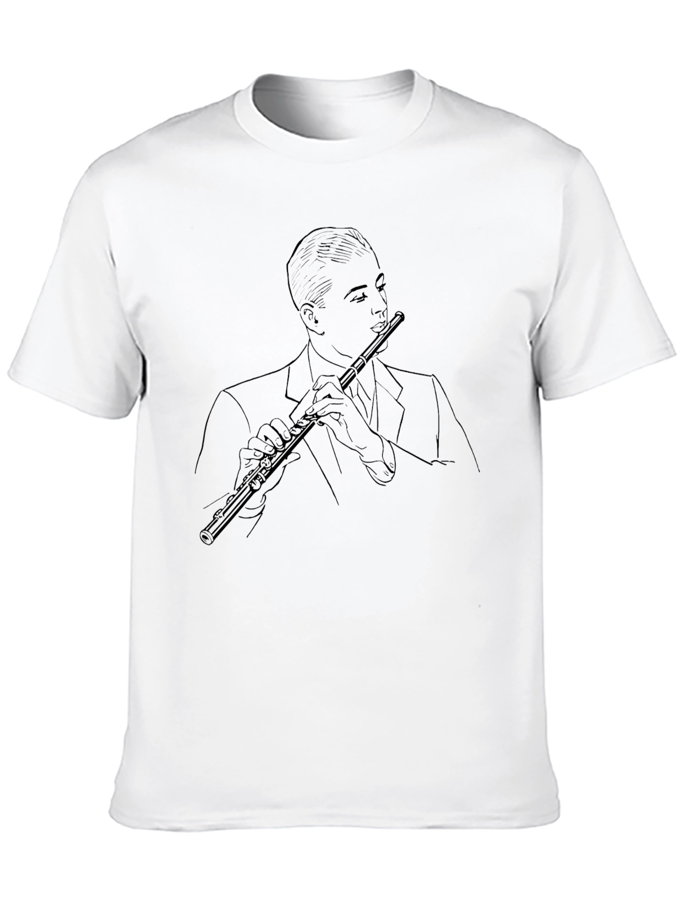 Jazz Flute Player Graphic Tee - Stylish Black T-Shirt