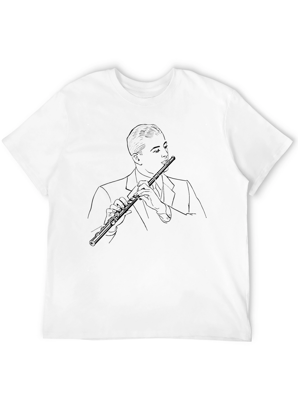 Jazz Flute Player Graphic Tee - Stylish Black T-Shirt