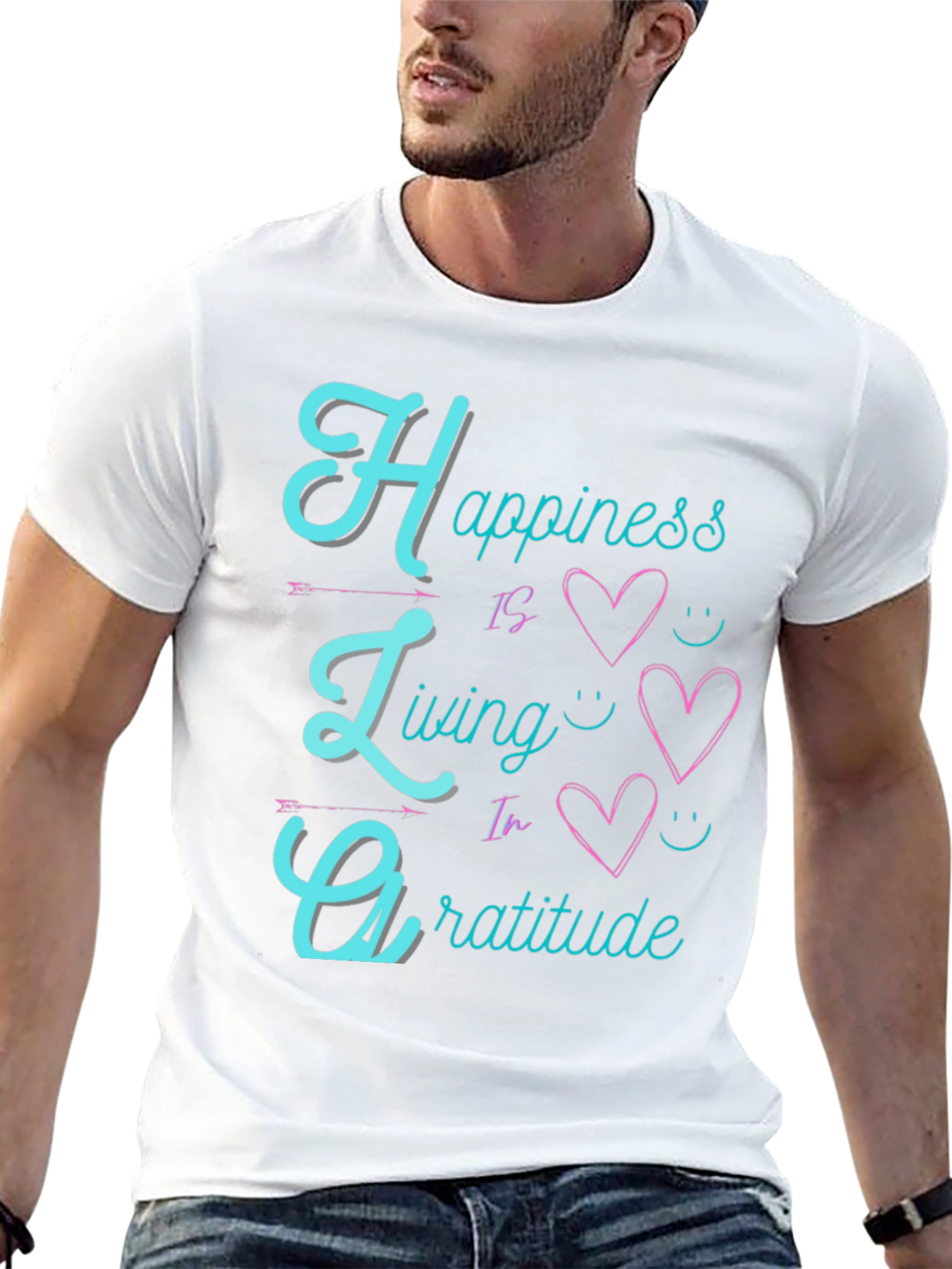 Happiness Living Gratitude Black T-Shirt