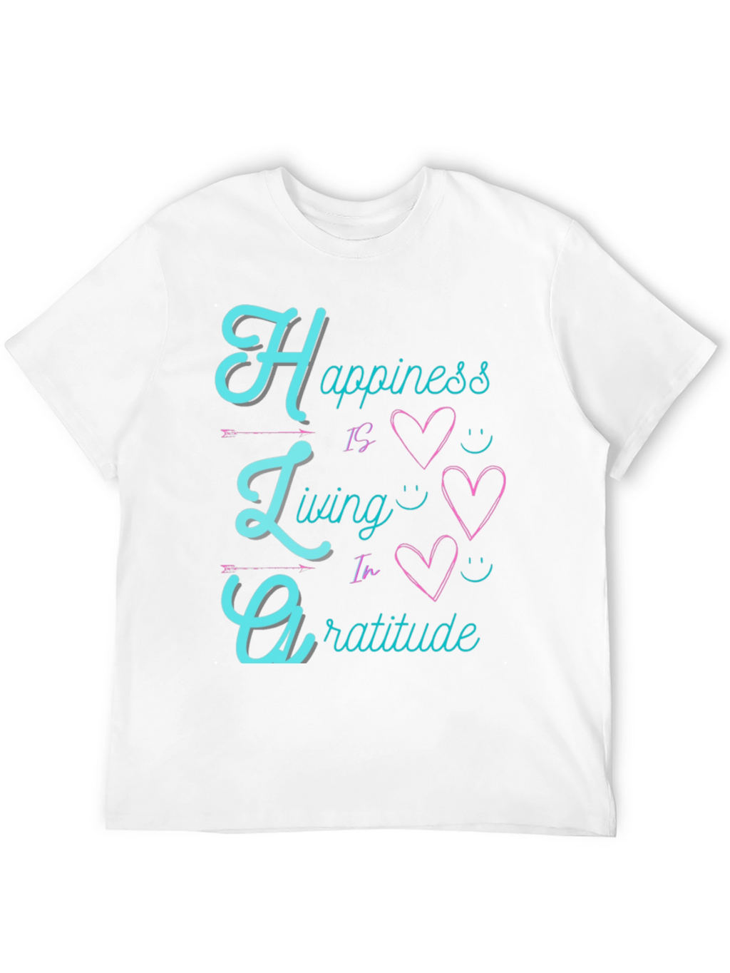 Happiness Living Gratitude Black T-Shirt