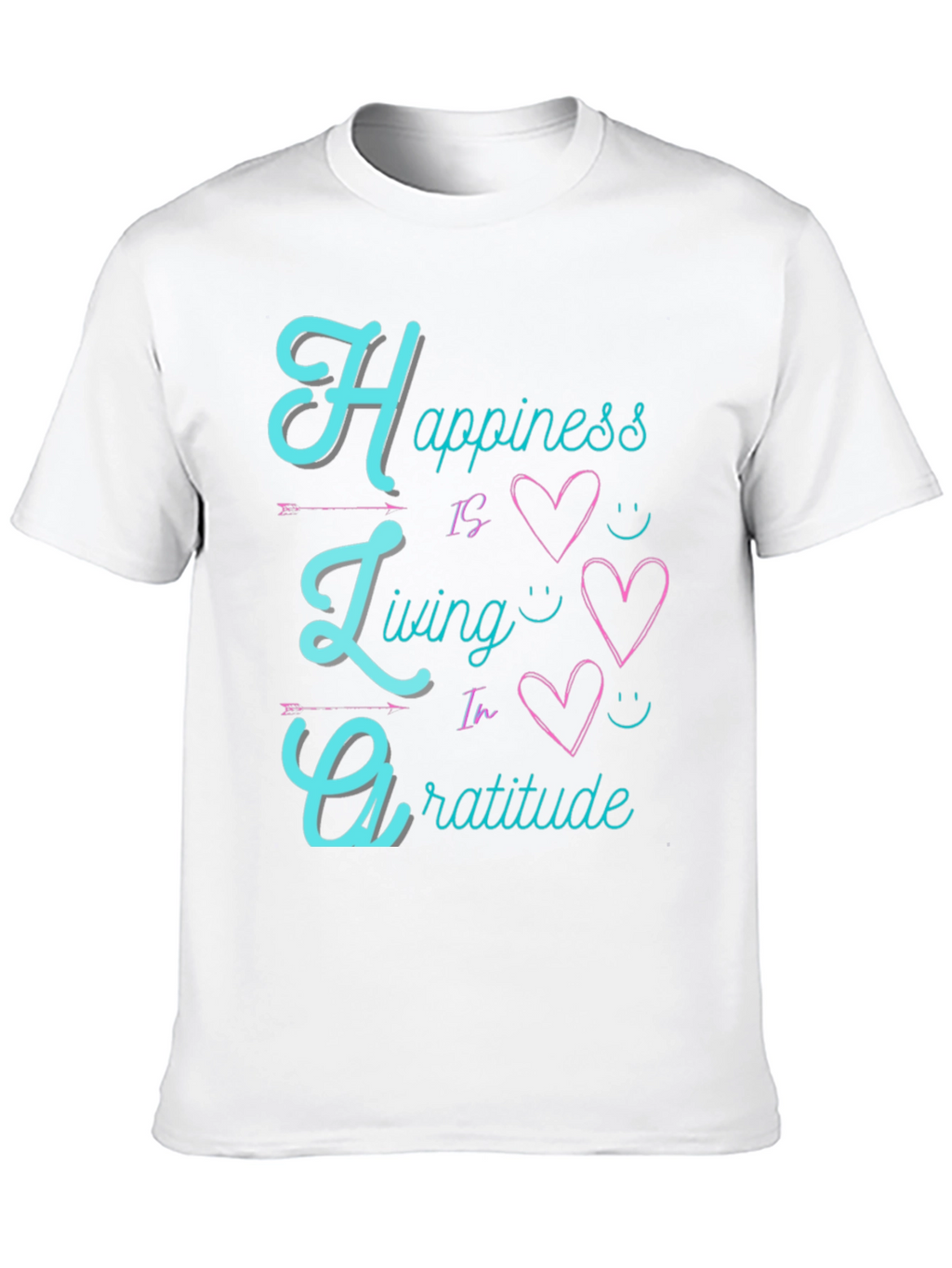Happiness Living Gratitude Black T-Shirt