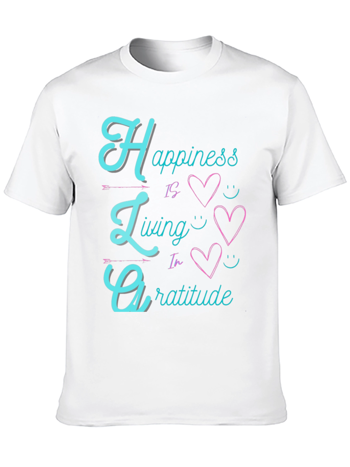 Happiness Living Gratitude Black T-Shirt
