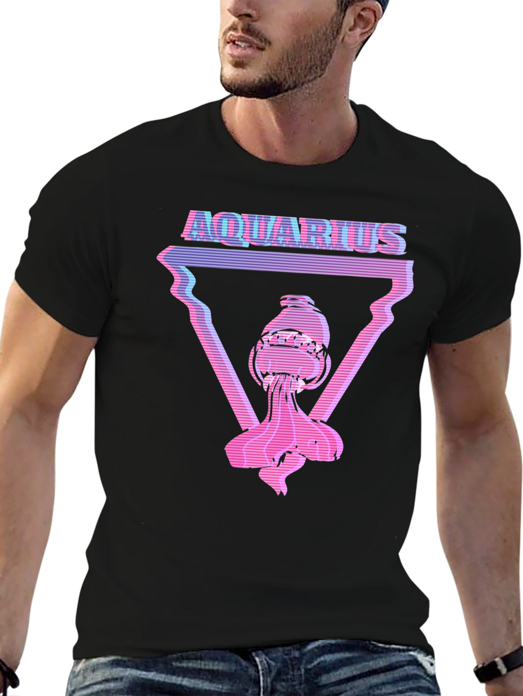 Aquarius Graphic Tee - Retro Vaporwave Style