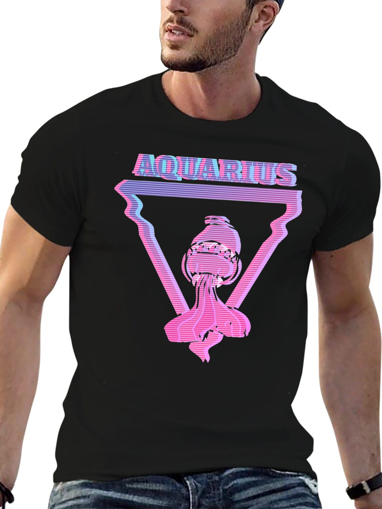 Aquarius Graphic Tee - Retro Vaporwave Style