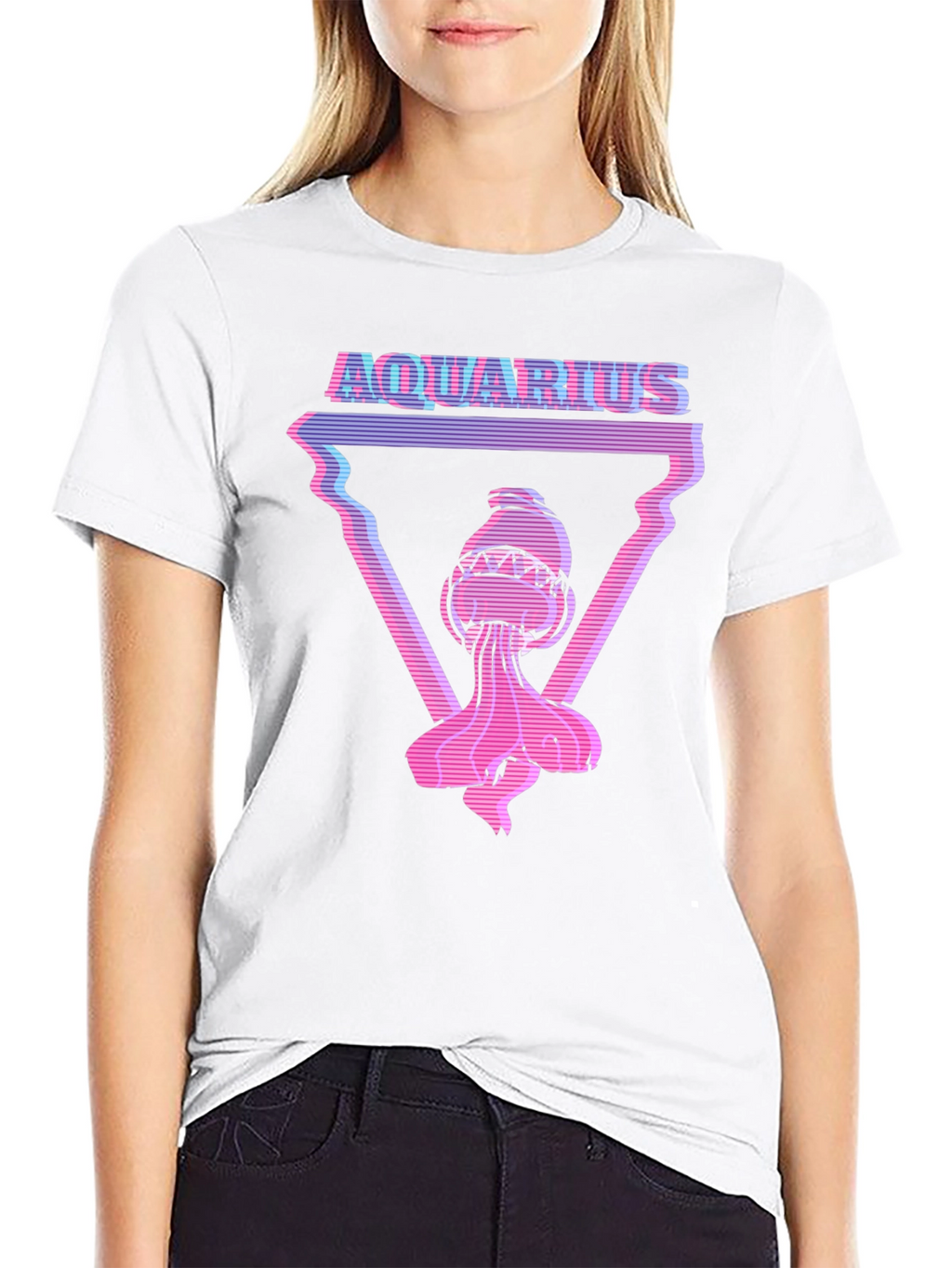 Aquarius Graphic Tee - Retro Vaporwave Style